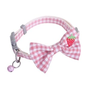 Cozy Paws Adjustable Pet Collar Bow Tie With Bell - Medium Pink