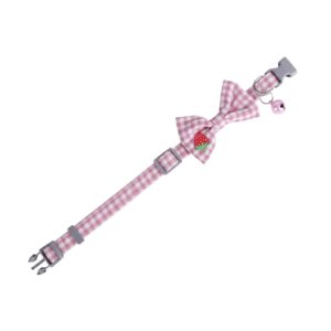 Cozy Paws Adjustable Pet Collar Bow Tie With Bell - Medium Pink