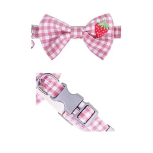 Cozy Paws Adjustable Pet Collar Bow Tie With Bell - Medium Pink