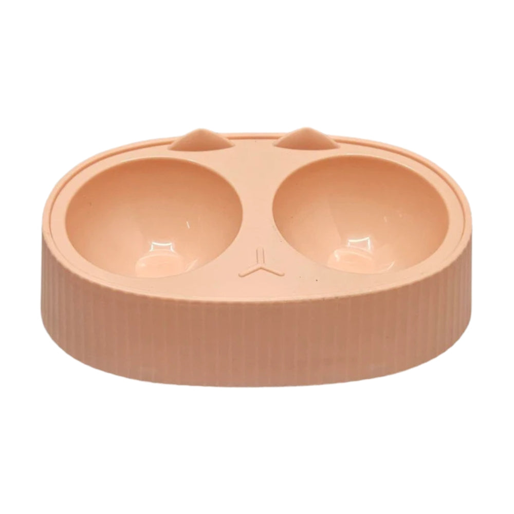 Cozy Paws Dual Feeding Bowl Plastic Peach