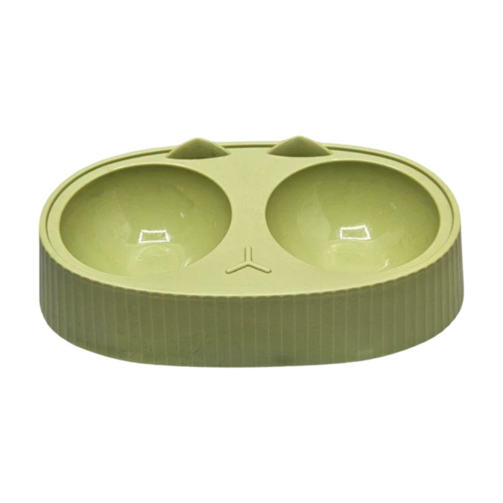 Cozy Paws Dual Feeding Bowl Plastic Green
