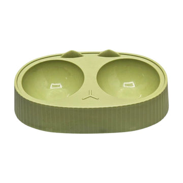 Cozy Paws Dual Feeding Bowl Plastic Green