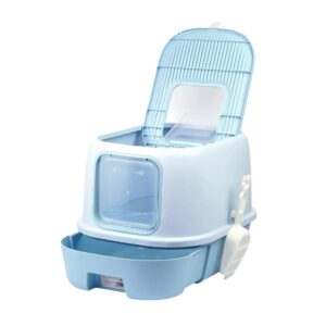 Cozy Paws Flip Top Jumbo Cat Litter Box With Scoop Blue