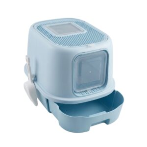 Cozy Paws Flip Top Jumbo Cat Litter Box With Scoop Blue