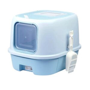 Cozy Paws Flip Top Jumbo Cat Litter Box With Scoop Blue