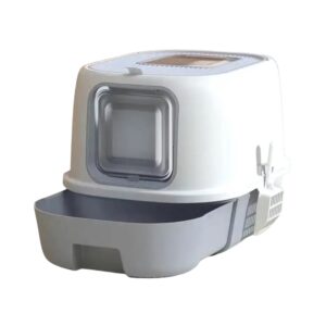 Cozy Paws Flip Top Jumbo Cat Litter Box With Scoop Grey