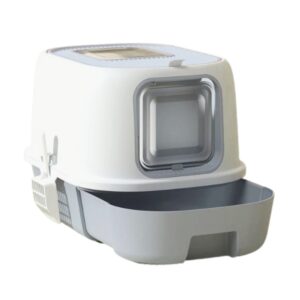 Cozy Paws Flip Top Jumbo Cat Litter Box With Scoop Grey