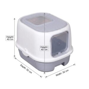 Cozy Paws Flip Top Jumbo Cat Litter Box With Scoop Grey