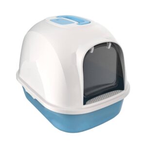 Cozy Paws Hooded Cat Litter Box with Swing Door & Handle Blue