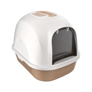 Cozy Paws Hooded Cat Litter Box with Swing Door & Handle Brown