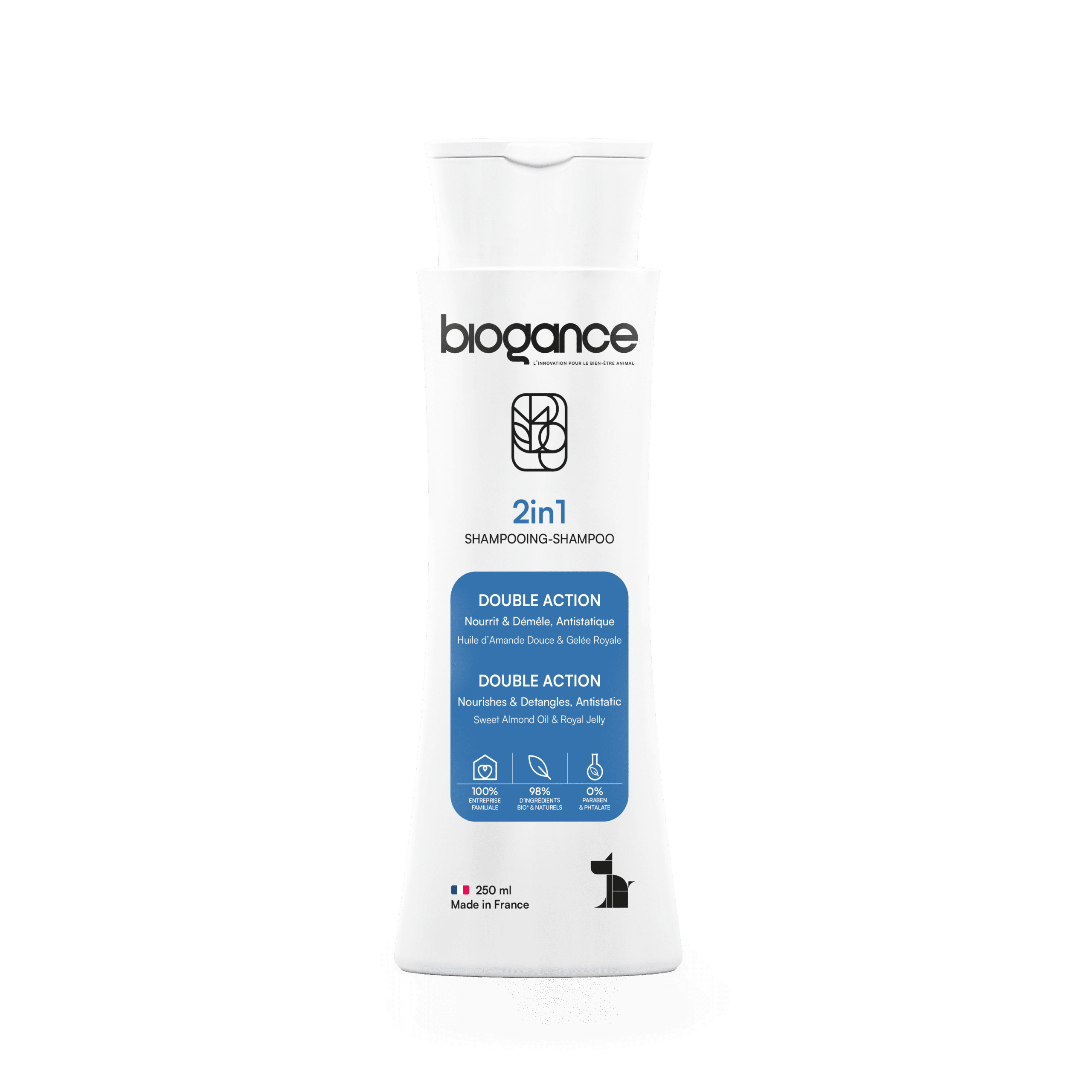 Biogance 2 In 1 Organic Shampoo (Sweet Almond Oil & Royal Jelly)-250ml