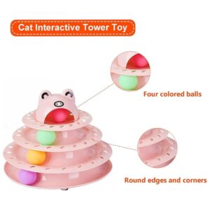 Cozy Paws Interactive 4-Tier Ball Track Cat Toy for Indoor Cats-Pink