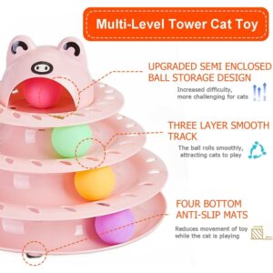 Cozy Paws Interactive 4-Tier Ball Track Cat Toy for Indoor Cats-Pink