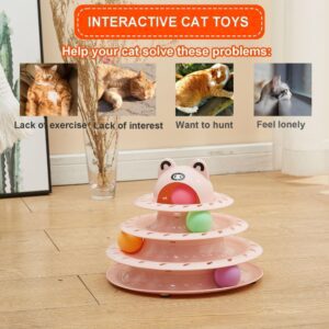 Cozy Paws Interactive 4-Tier Ball Track Cat Toy for Indoor Cats-Pink