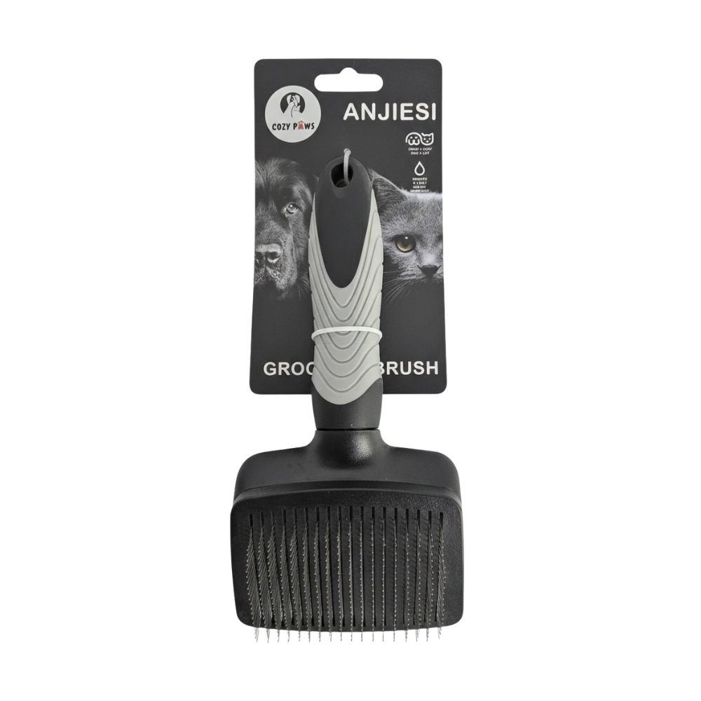 Cozy Paws Pet Slicker Brush, Medium, Grey Handle