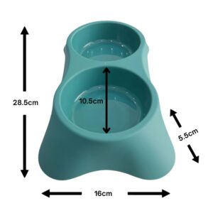 Cozy Paws Dual Pet Feeding Bowl Plastic -Green