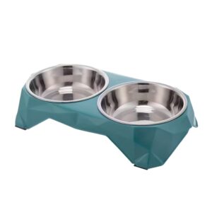 Cozy Paws Double Steel Pet Bowls – Green