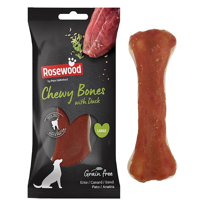 Pets Unlimited Chewy Bone with Duck Large Dog Treats 90g