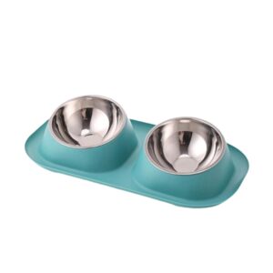 Cozy Paws Elevated Dual Pet Bowl with Stainless Steel Bowl (Green)