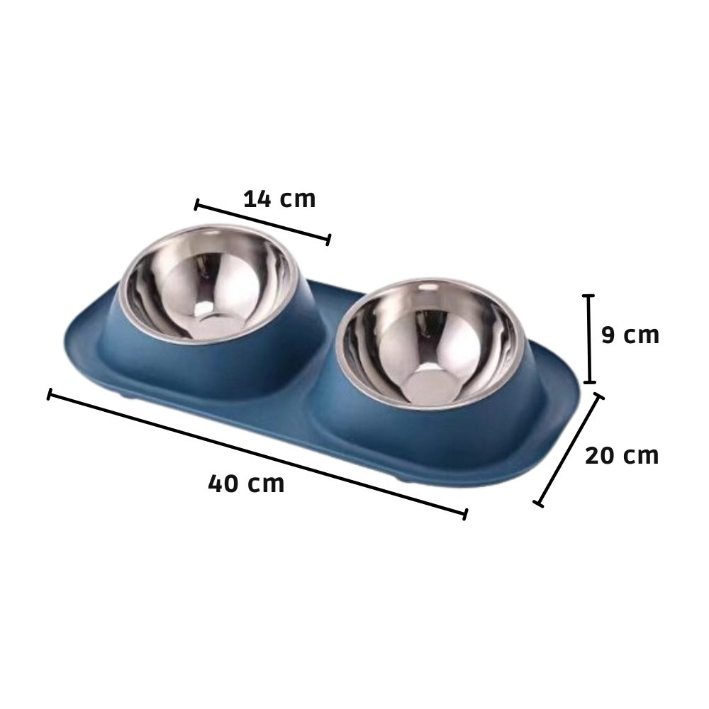 Cozy Paws Elevated Dual Pet Bowl with Stainless Steel Bowl (Green)