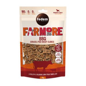 Fedem Farmore Jerky for Dogs – BBQ Grass-Fed Beef Cubes 75g