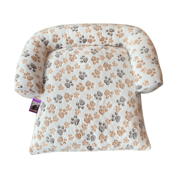 Coco Kindi Cream Color Paw Print Washable Fur Day Bed - Size : 63 X 55 X 10 Cm