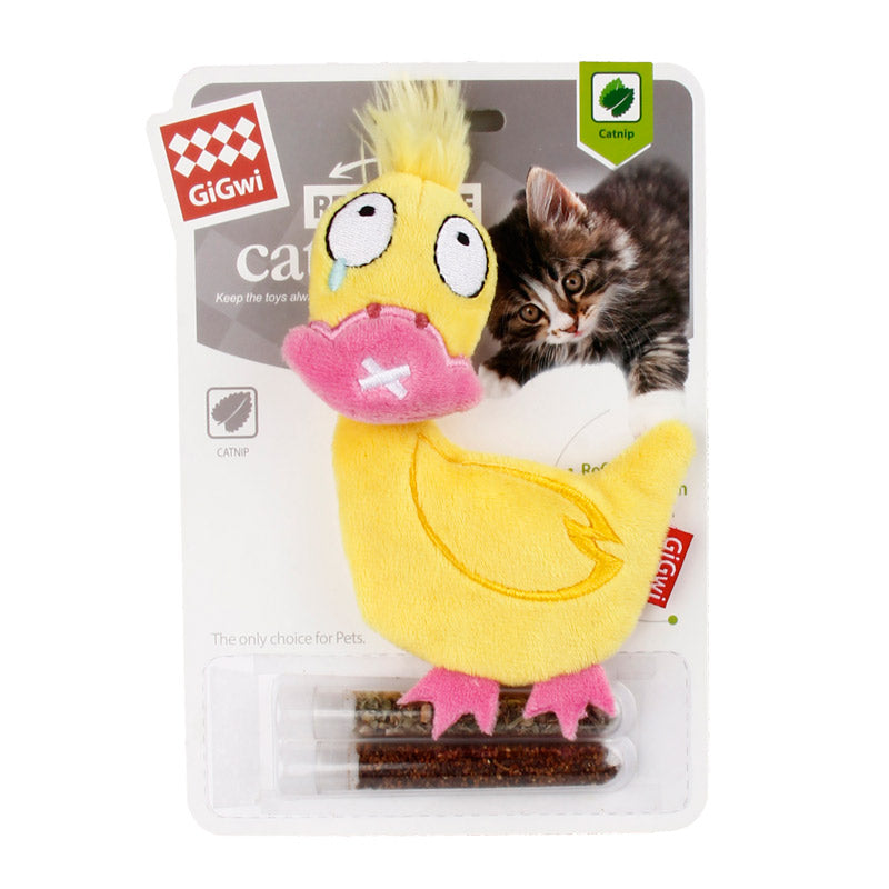 GiGwi Refillable Duck with Changeable Catnip Bag & Silvervine Stick