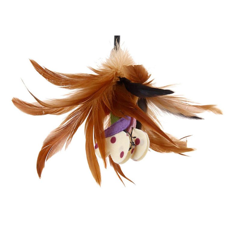 GiGwi Feather Teaser with Natural Plush Tail and TPR Handle (Purple)