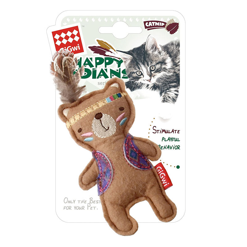 GiGwi Happy Indians Bear Felt Catnip