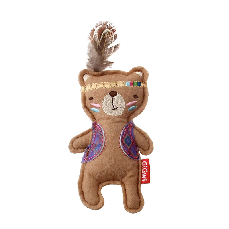 GiGwi Happy Indians Bear Felt Catnip