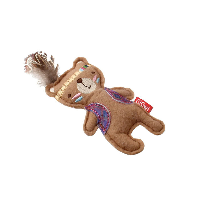 GiGwi Happy Indians Bear Felt Catnip