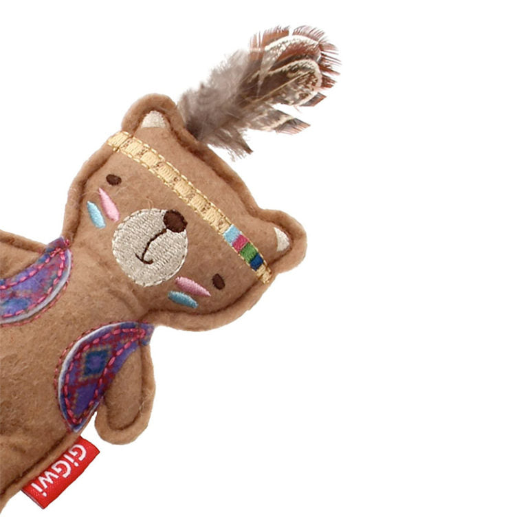 GiGwi Happy Indians Bear Felt Catnip