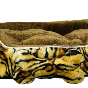 Coco Kindi Soft Printed Oval Fur Bed – Size 3(Mixed Colors,66×55 ×16 cm)