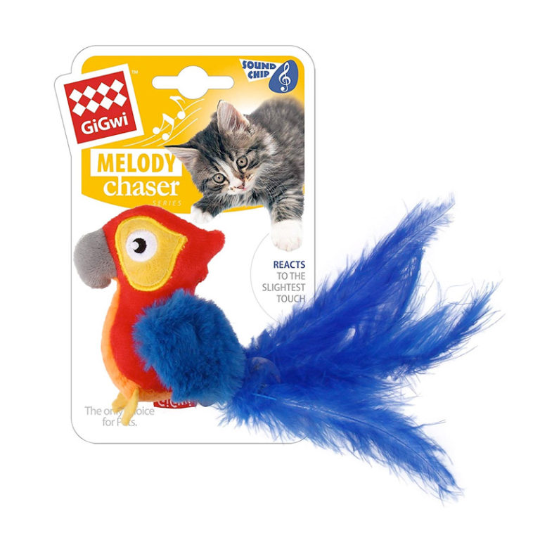 GiGwi Melody Chaser (Red Parrot) with motion Activated Sound Chip