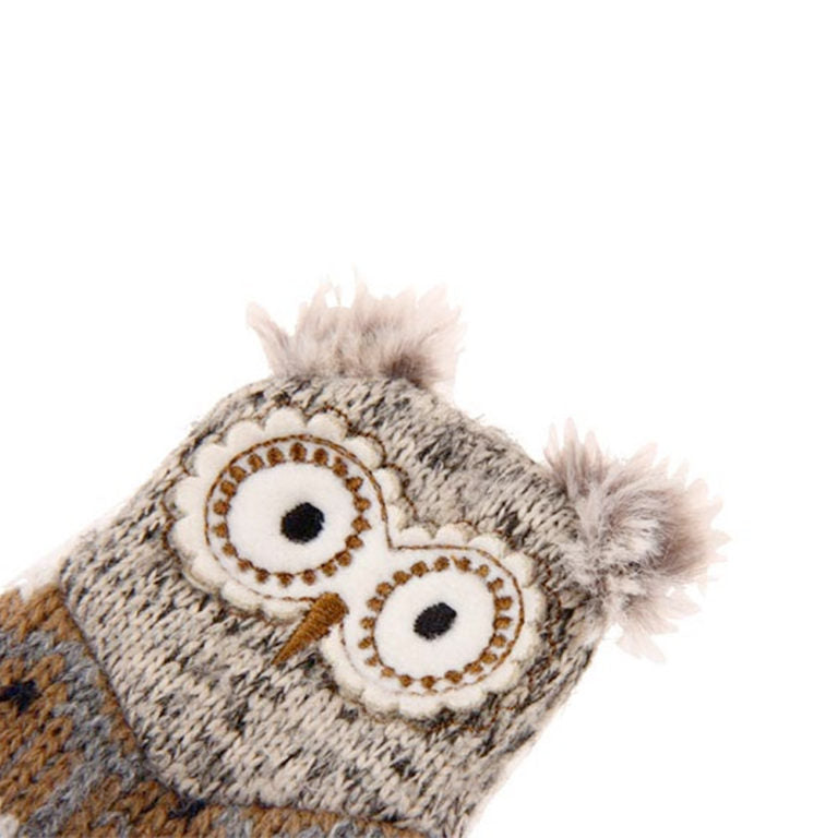 GiGwi Owl “Plush Friendz” Grey/Brown with refillable squeaker