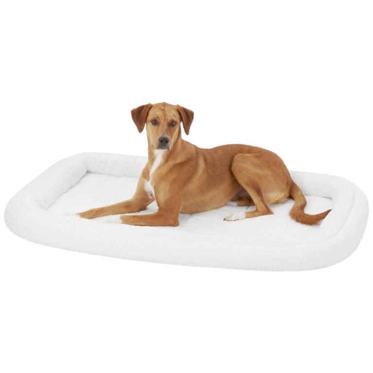 MidWest Quiet Time Deluxe Fleece Double Bolster Bed White