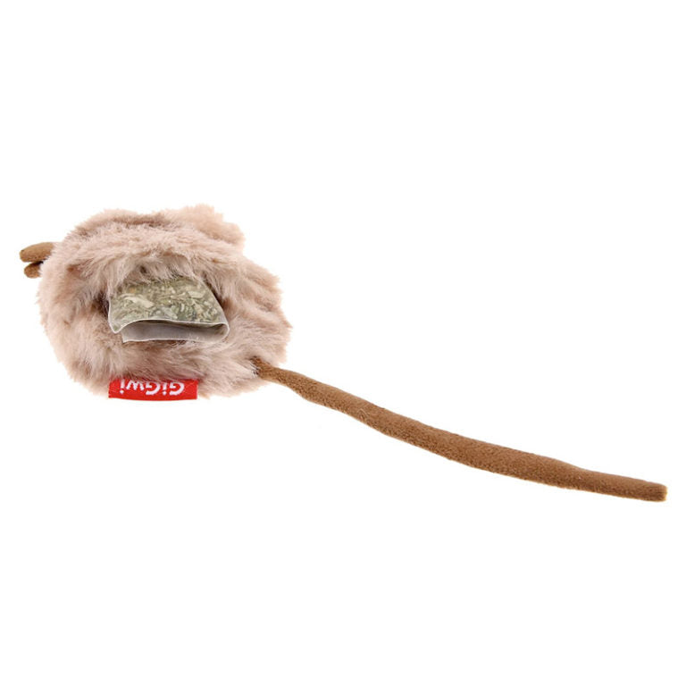 GiGwi Mouse Fluffy Plush Cat Toy with 3 Refillable Catnip Bags