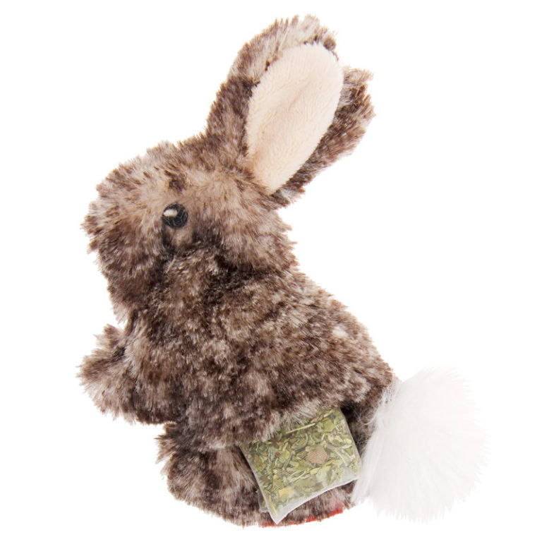 GiGwi Rabbit Fluffy Plush Cat Toy with 3 Refillable Catnip Bags