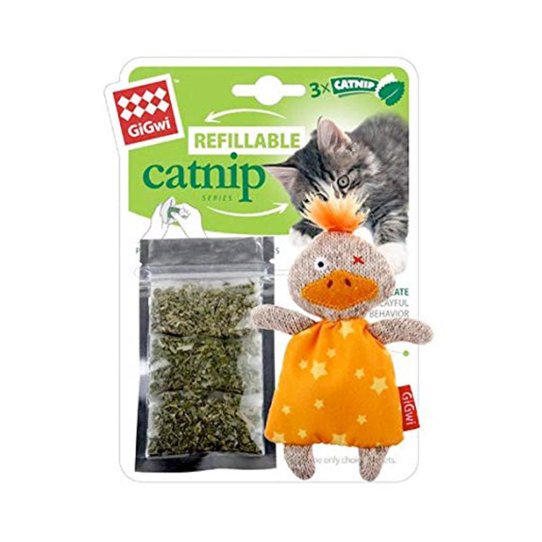 GiGwi Refillable Catnip (Duck) with 3 Catnip Teabags in Ziplock bag