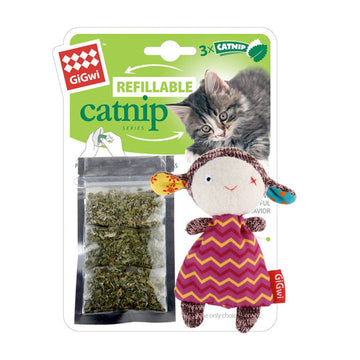 GiGwi Refillable Catnip (Sheep) with 3 Catnip Teabags in Ziplock bag