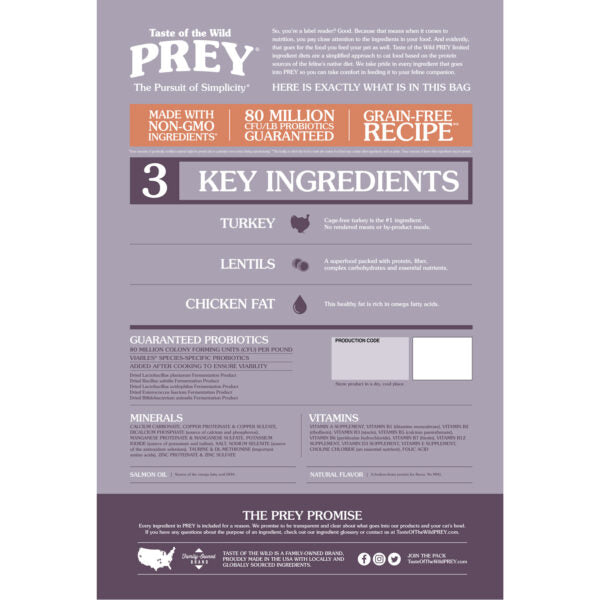 Taste of the Wild: PREY Turkey Limited Ingredient Formula for Cats