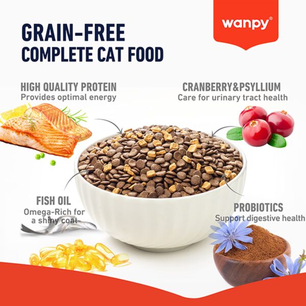 Wanpy Grain Free Complete Food for Adult Cat – Salmon Recipe 1.5 kg