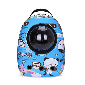 Cozy Paws Blue Bear Transparent Capsule Pet Travel Backpack