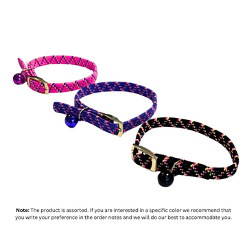 Bobby Fantasy Nylon Cat Collar Elastic With Bell, Assorted Colors