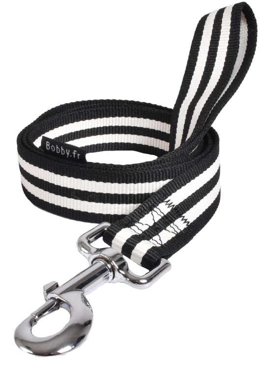 Bobby Leash Stripe Black Large