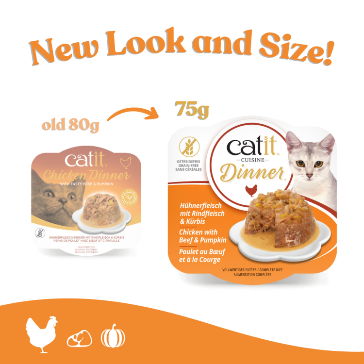 Catit Chicken Dinner, Beef & Pumpkin 75 g, 6 pcs/box