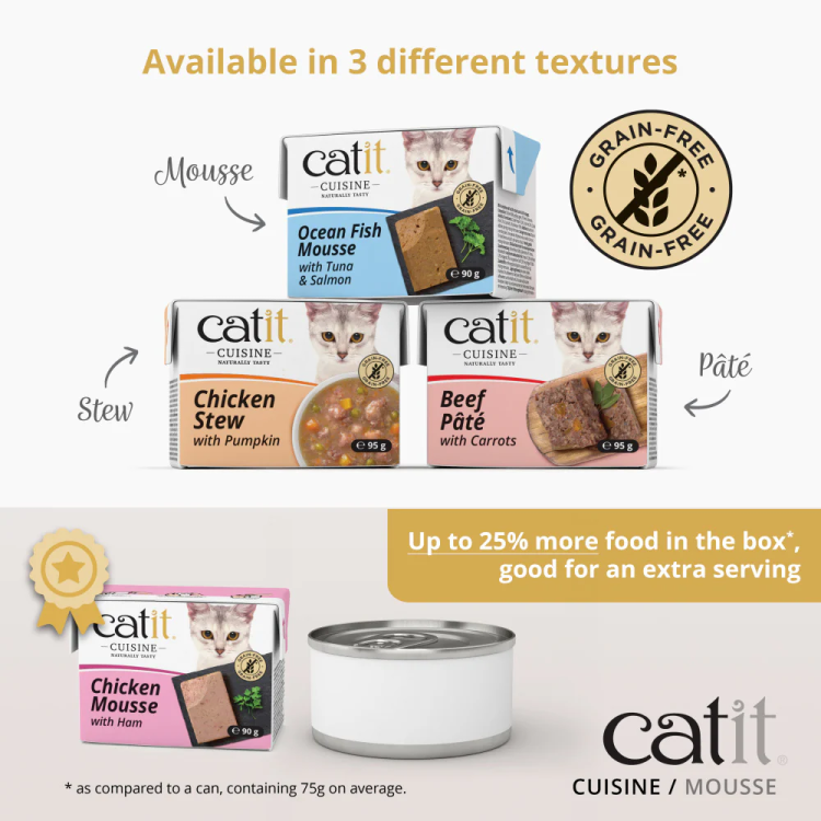 Catit Cuisine Ocean Fish Mousse with Tuna & Salmon, 90 g Tetra, 12pcs/box