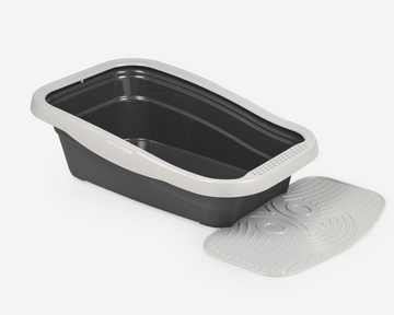 Nella Kit Cat Litter Tray with Mat Grey 80 x 36.5 x 18 cm