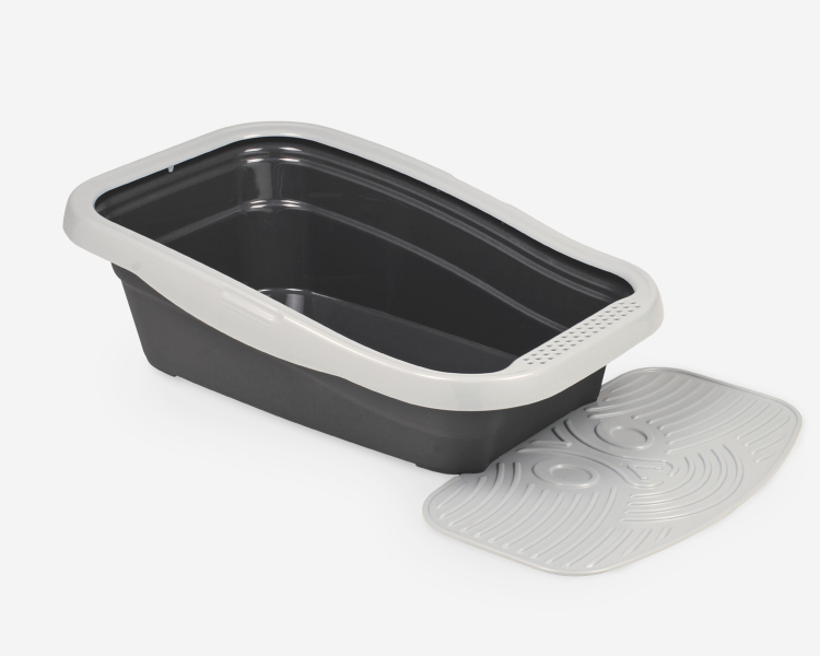 Nella Kit Cat Litter Tray with Mat Grey 80 x 36.5 x 18 cm