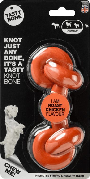 TastyBone Nylon Knotted Bone, Roast Chicken Flavor